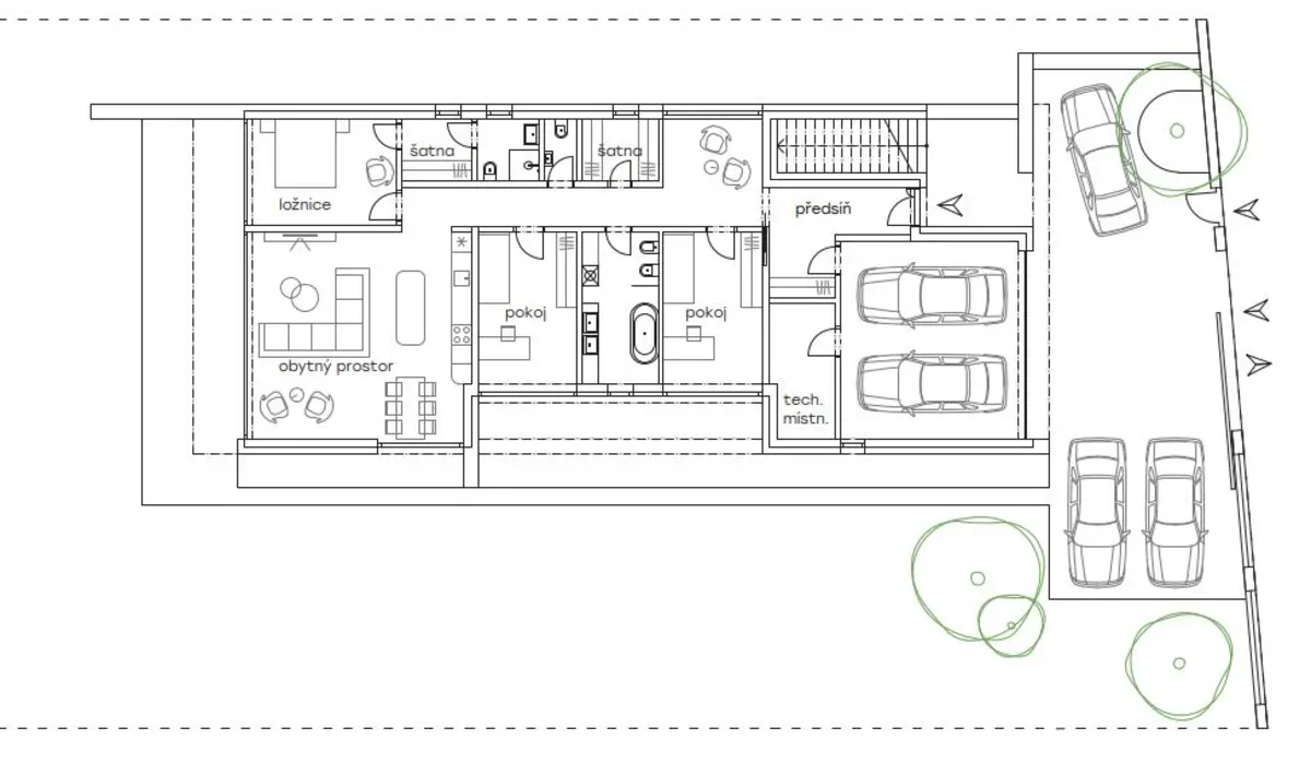 Vila Slivenec půdorys 1NP