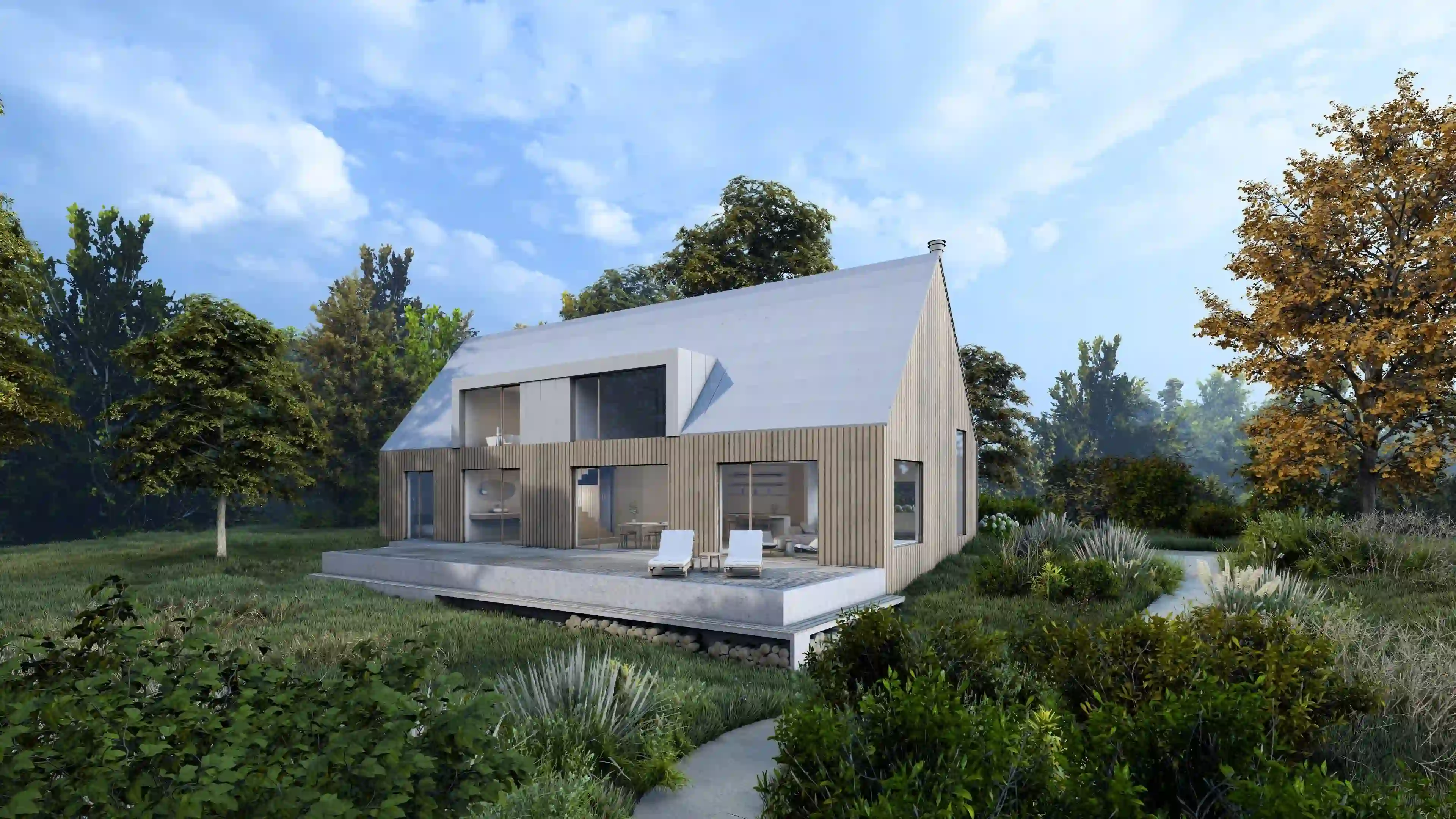 Chata Hamre - dřevěná stavba harmonizující s horskou přírodou